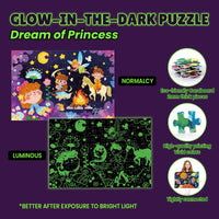 HKM-264915 Glow in the Dark 96-Piece Jigsaw Puzzle for Kids - Unique Educational Luminous Toy