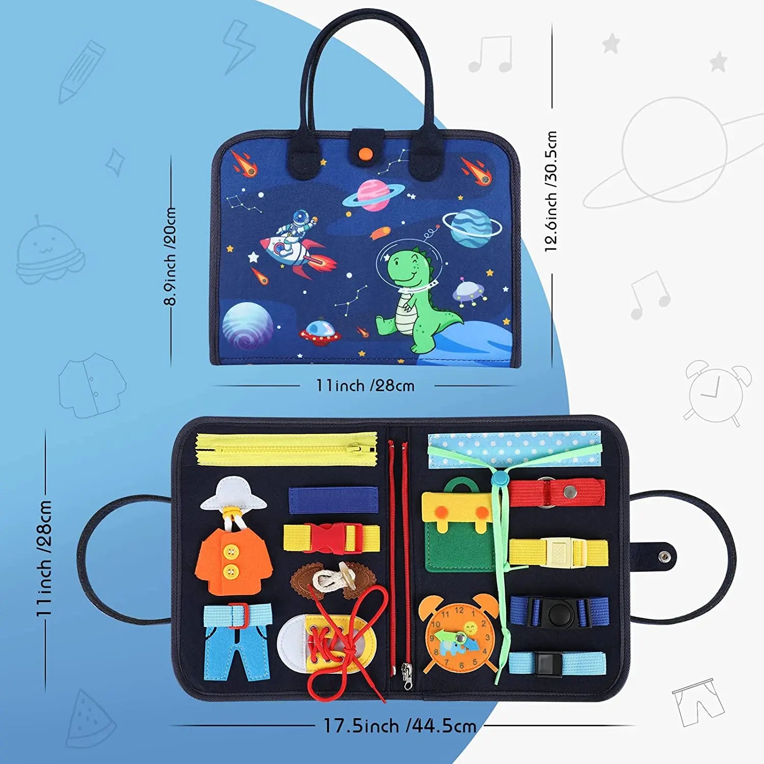 KTX-394451 Montessori Toddler Busy Board for Ages 1-4, Educational Sensory Toy for Fine Motor Skills and Travel