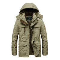 HKM-422867 New Men's Style Winter Medium Length Hooded Jacket Large Size Thickening Outdoor Winter Coat Men's Coats