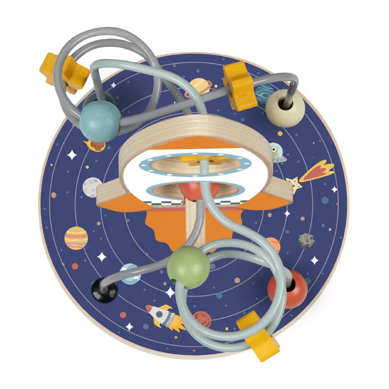 KTX-097235 Montessori Wooden Beads Maze Toy - Multifunctional Rocket-Shaped Educational Activity for Preschool Learning