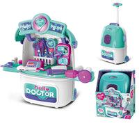 HKM-852435 Kids Pretend Play Doctor Toy Set with Luggage Trolley Case and Operating Table