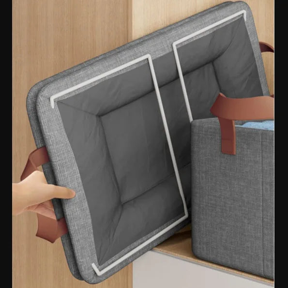 KTX-369043 Foldable Fabric Clothes Storage Box with Steel Frame for Wardrobe Organization