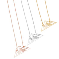 HKM-740499 Stainless Steel Custom Personalized Trendy Art Triangle Necklace Mountain Charm Geometric Necklaces