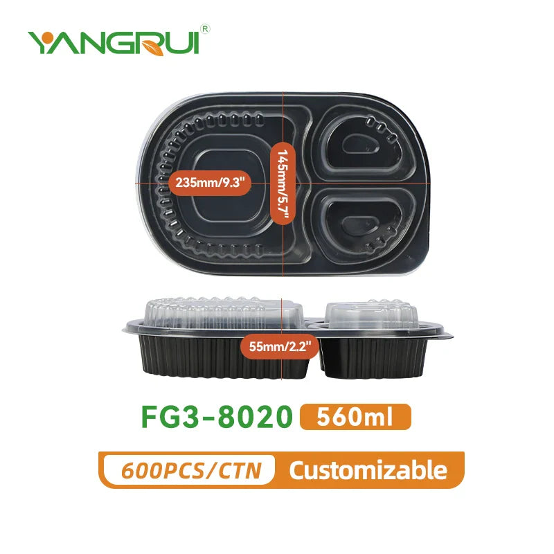 KTX-450387 Microwavable Clear Plastic Food Containers with Lids - Recycled Small Takeout Boxes