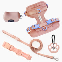 HKM-406035 Custom Neoprene Cat and Dog Collar Harness Leash Set in Luxury PVC - Hands-Free Design