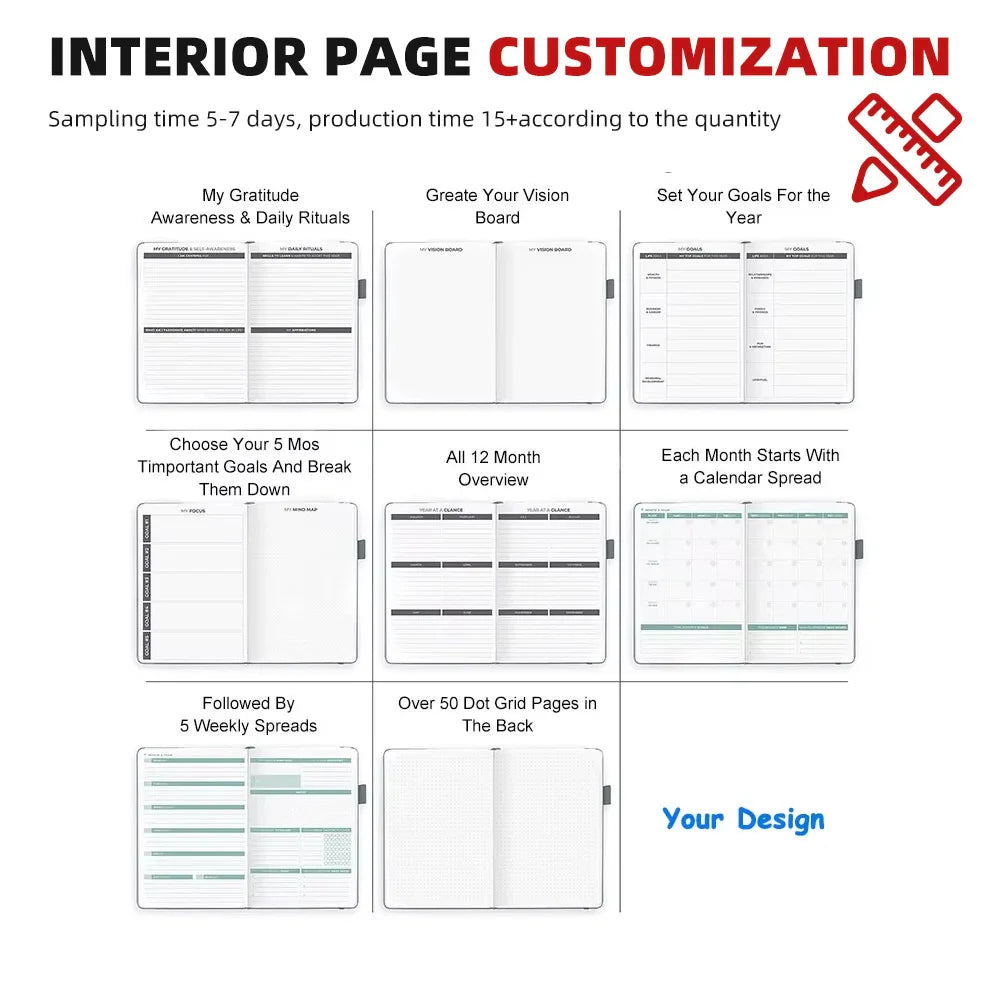 KTX-440723 Customisable A6 A5 B5 PU Leather Journal Planner Set with Pen and Gift Box for Corporate Use