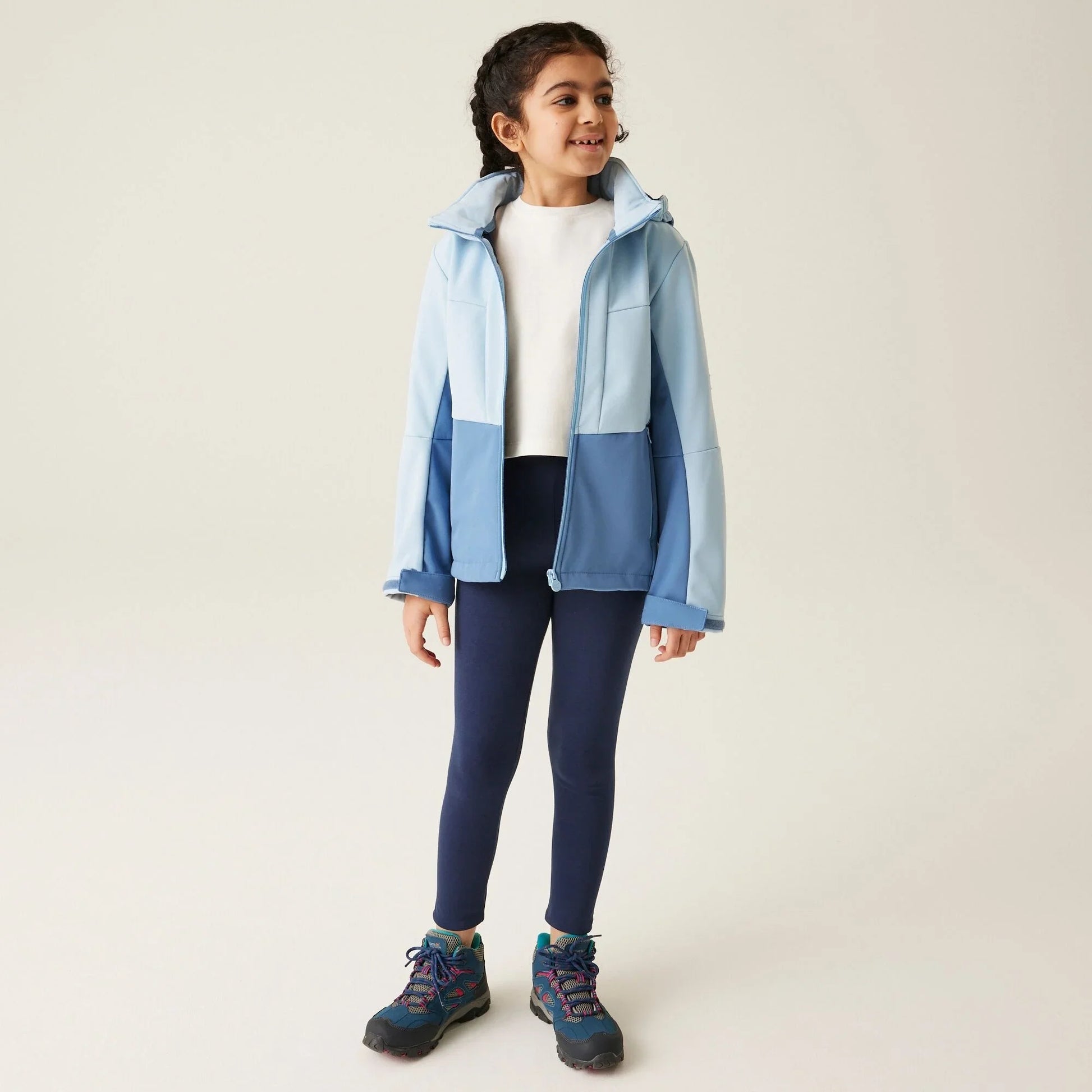 KTX-211603 Girls Block Color Nylon Softshell Jacket Comfortable Outerwear