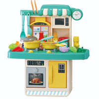 HKM-524755 Realistic Sounds and Lights Kitchen Playset for Kids - 23-Piece Role Play Cooking Toy Set