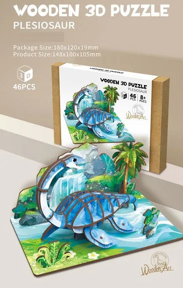 HKM-855891 Wooden 3D Insect Puzzle Set - Butterfly and Bee Models for Kids Educational Fun