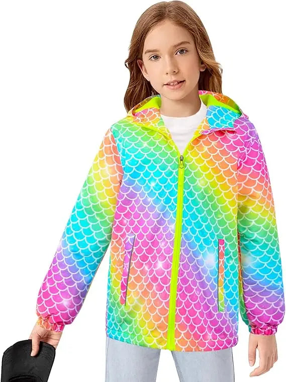 KTX-539283 Preppy Style Softshell Outerwear Jacket for Girls Winter O-Neck with Button Decoration