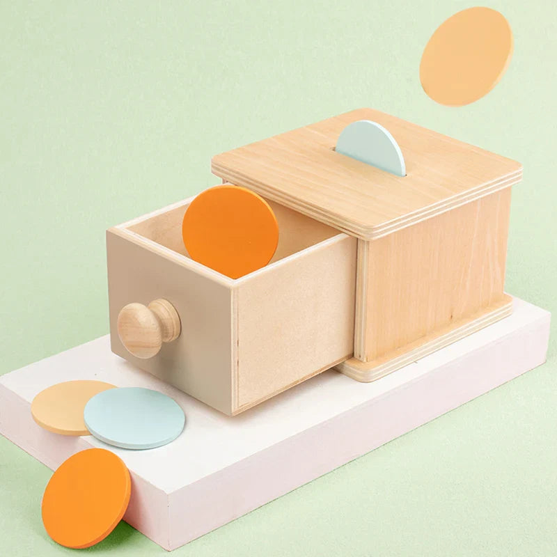 KTX-443027 Montessori Wooden Coin Box Drawer Game for Early Learning and Development