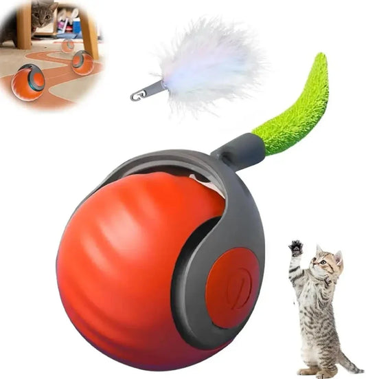 HKM-865939 Interactive Rechargeable Rolling Cat Toy Ball with Adjustable Speed for Smart Pet Training