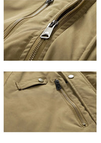 HKM-553939 Men's Winter Jacket With Hood Collar Thickened Warm Cotton Long Sporty Jackets With Zipper Closure Men's Coats