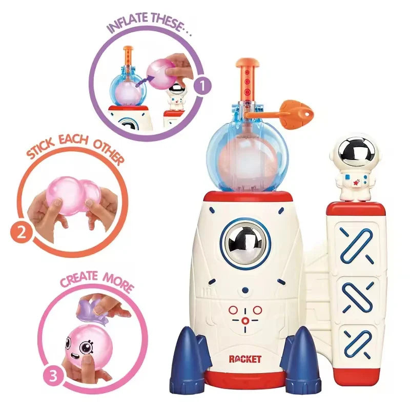 HKM-214035 Space Rocket Balloon Inflator with Accessories for Kids Birthday Parties