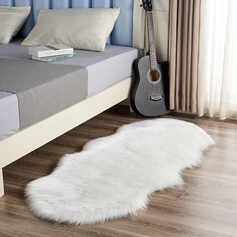 Plush Carpet Imitation Sheepskin Bedroom Wool Sofa Cushion Bay Window Cushion Irregular Non-slip Foot Pad Bedside Blanket