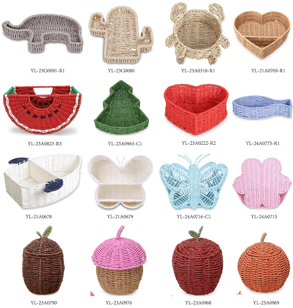 HKM-915667 Cute Cartoon Animal Cotton and Paper Rope Storage Basket for Kids' Rooms