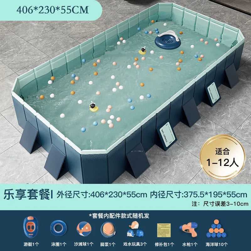 HKM-848339 Large Rectangular Above Ground Swimming Pool for Outdoor Use