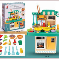 HKM-524755 Realistic Sounds and Lights Kitchen Playset for Kids - 23-Piece Role Play Cooking Toy Set