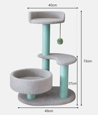 HKM-554067 Cat Tree Wall Shelves with Scratcher Post and Climbing Frame for Playful Cats