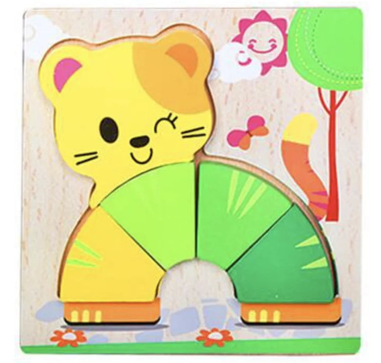 KTX-777619 Wooden Animal Puzzle Toy for Toddlers Age 1-3 - Educational and Interactive Learning Game