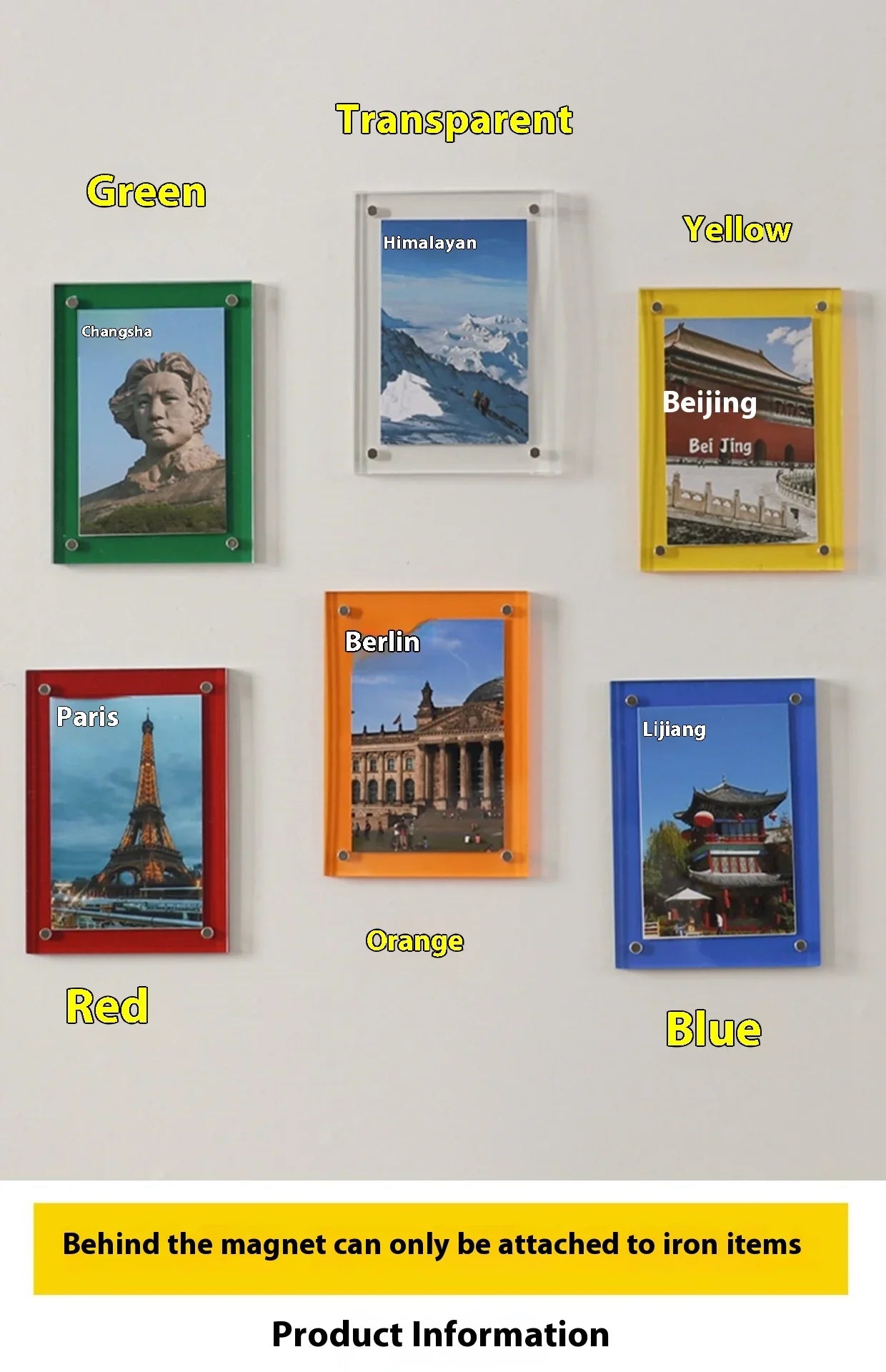 KTX-506003 Double-Sided Magnetic Clear Acrylic Block Photo Frame for Polaroid Pictures