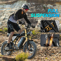 Custom Logo YVY Q20 Enduro Ebike Fast 20" 48V 20Ah Mtb E Bike Fat Tire Electric Hybrid Bike Electric Dirt Mountain City Bicycle