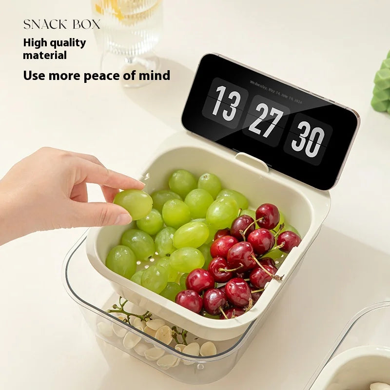 KTX-401811 Double-Layer Plastic Storage Box with Built-In Trash Can for Living Room Use