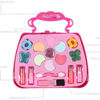 HKM-523603 Kids Pretend Play Makeup Set with Washable Eyeshadow and Lipsticks, Includes Cosmetic Bag, Perfect for Ages 2-13