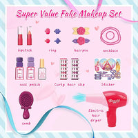 HKM-621907 Pretend Play Makeup Table Set for Girls with Lights, Music, and Openable Doors - Includes Stool