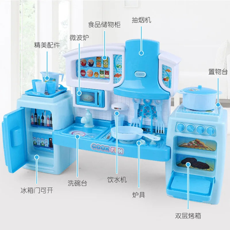 KTX-551699 Kids Kitchen Play Set with Tableware - Pretend Simulation Cooking Toy for Girls