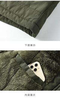 HKM-455635 Men's Thick Cotton Jacket Men's Medium to Long Outdoor Cotton Jacket Winter Warm Cotton Jacket With Fleece Hood Men's Coats