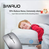 HKM-002515 Silent Clicks Wireless Mouse, Ergonomic 2.4 GHz Portable Design for PC, Laptop, and Smartphone