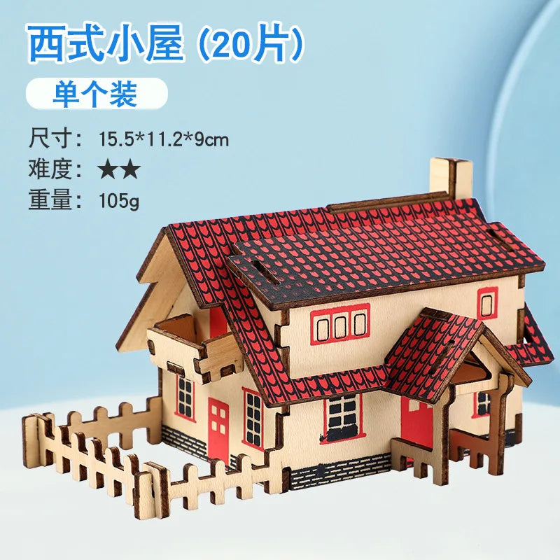 KTX-925651 3D Wooden Puzzle Kit for Kids - Eco-Friendly DIY Educational Toy in Cartoon Style