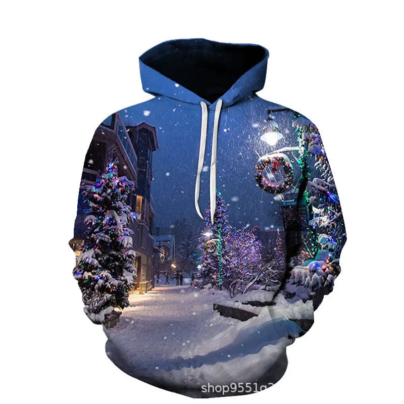 HKM-882771 Christmas Sweatshirt Long Sleeves Hoodie 3D Printed Casual Hooded Sweatshirt OEM Custom logo Clothing