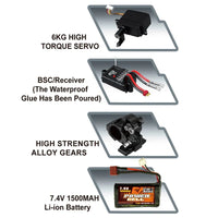HKM-199379 1/8 Scale 4WD Remote Control Car - Fast 45 km/h, Waterproof, Flip & 360° Rotate, 100m Range, 2.4G for Ages 5+
