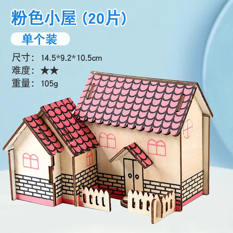 KTX-925651 3D Wooden Puzzle Kit for Kids - Eco-Friendly DIY Educational Toy in Cartoon Style