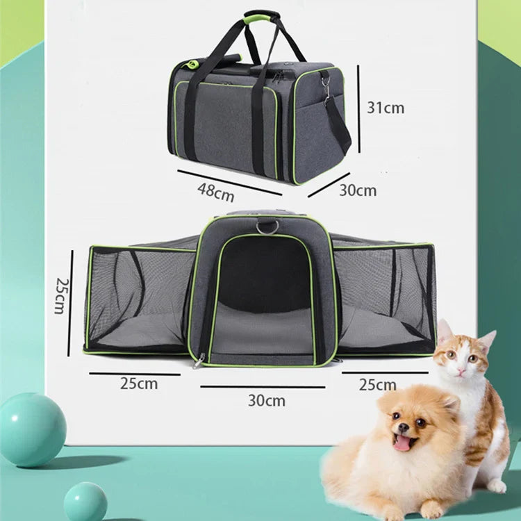 HKM-980051 Expandable Two-Sided Oxford Pet Carrier Backpack for Small Animals – Airline Approved Travel Bag for Dogs, Cats and Birds