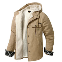 HKM-062419 Men's Casual Hooded Oversized Cotton Jackets for Fall and Winter Coats Thickened With Plush Long US Size Loose Fit Winter Jacket