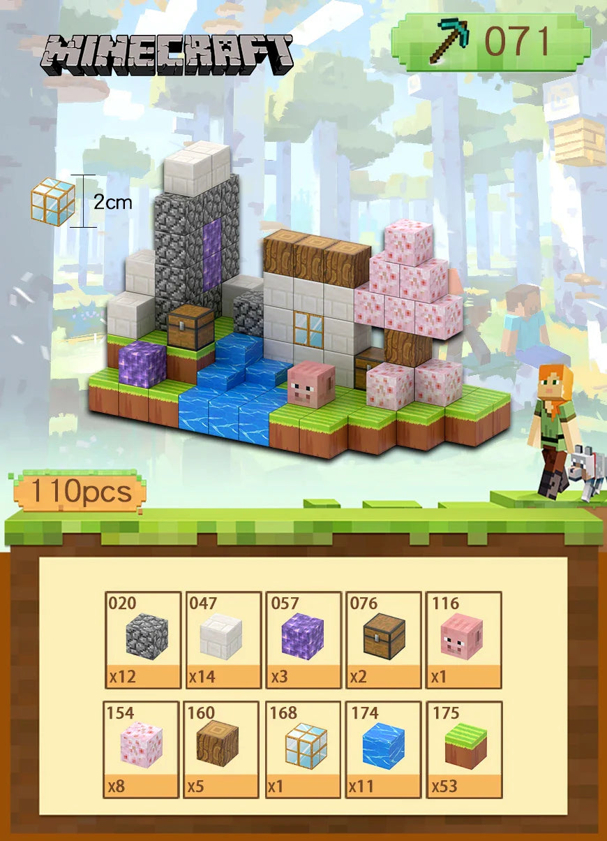 KTX-684755 Magnetic Building Block Cube Set for Kids - DIY Educational Sensory Game with Over 500 Accessories