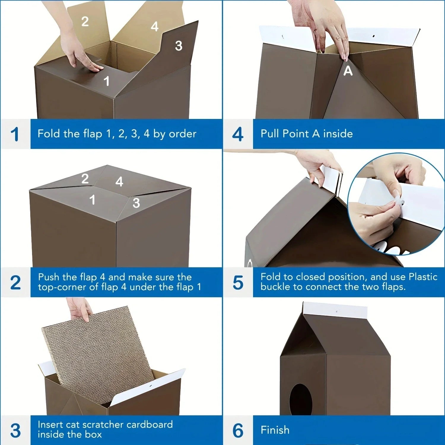 HKM-881747 Durable Corrugated Paper Cat Condo Scratching House for Cats