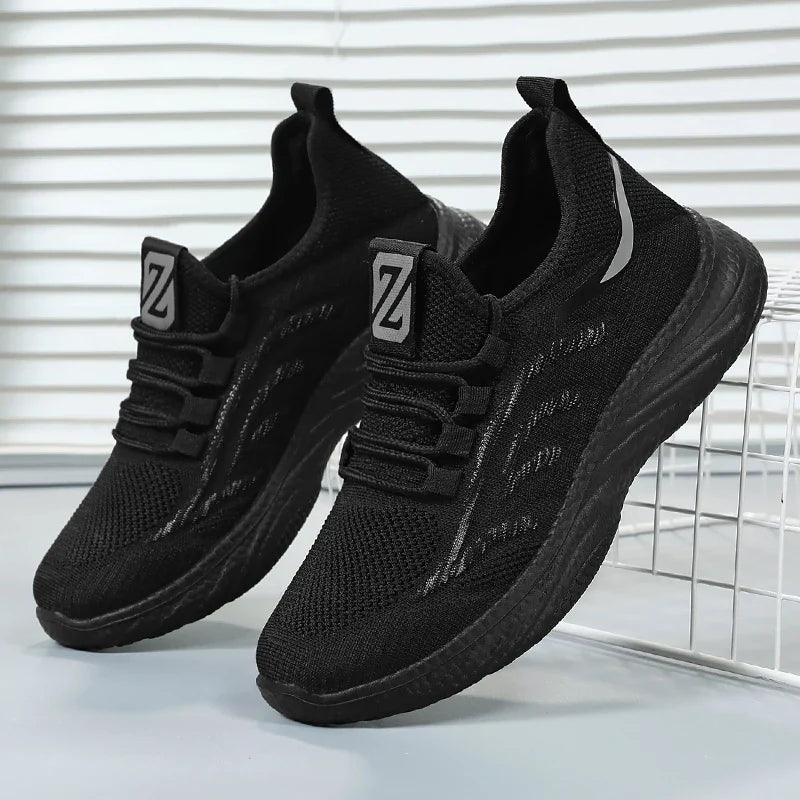 HKM-590163 B-5103Men's Elastic Breathable Mesh Fly Knit Shoes China Anti Odor Sneaker Manufacturer