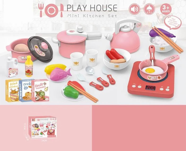 HKM-737171 Pretend Play Cooking Kitchen Toy Set for Kids Ages 2-13, Plastic Cooking Tools and Accessories