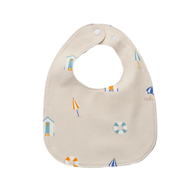 HKM-064723 New Arrival Cute U-Shape Kids Bib Waterproof Kids Eating Saliva Towel Feeding Bibs Button Closure
