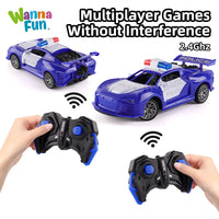 HKM-641171 1:20 Scale Remote Control Police Car Model with Sound and Light Effects, Electric Powered, Indoor-Outdoor Use