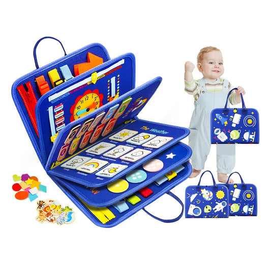 KTX-473491 Montessori Felt Busy Board for Toddlers: Travel-Friendly Learning Toy with Buckle Training Activities