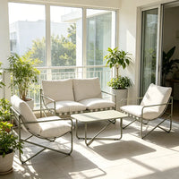 Modern Minimalist Sofa Set with Cushions for Courtyard Leisure Furniture, Garden and Balcony Combination