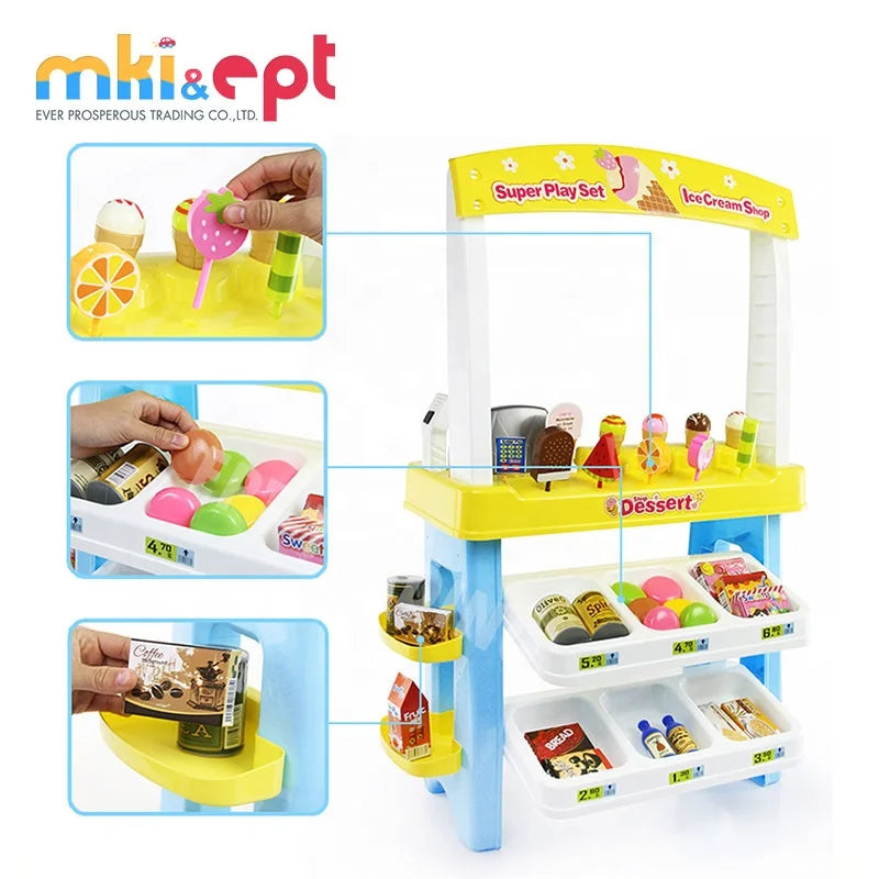 HKM-163155 Mini Supermarket Ice Cream Shop Playset for Kids - Pretend Play Toy for Ages 2 to 7 Years
