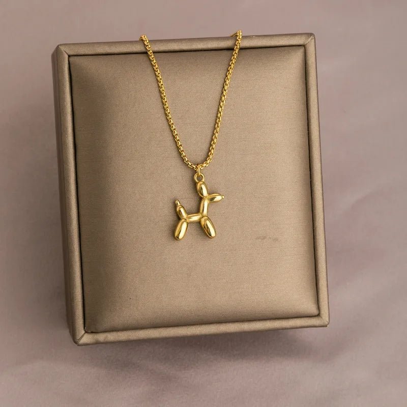 HKM-051219 Stainless Steel Jewelry Wholesale Women's Titanium Steel Necklaces Heart-shaped Sunflower Jewel Animal Pendant Necklaces