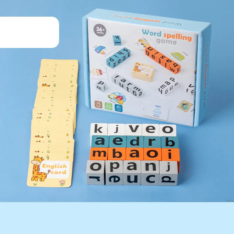 KTX-870163 Montessori Educational Spelling Card Game for Kids - Fun Learning with Cartoon Characters