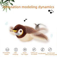 HKM-079507 Rechargeable Interactive Cat Toy with Touch Activation and Chirping Flapping Bird for Indoor Kittens